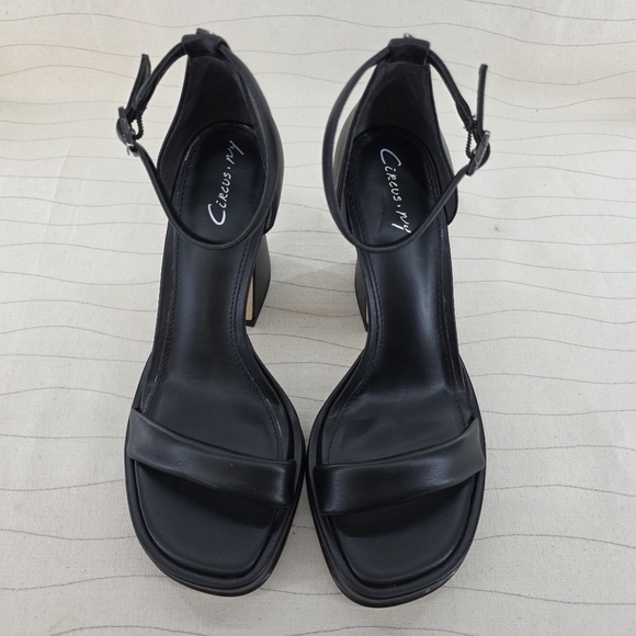 Circus by Sam Edelman Womens Holmes Black High Heeled Sandals Faux Leather Sz 7 - Picture 3 of 11